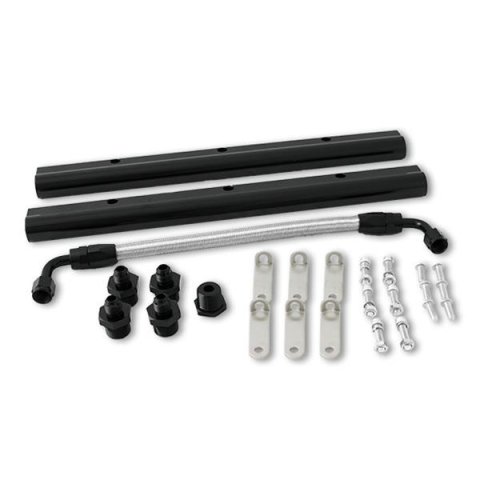 Top Street Performance Billet Aluminum High Fuel Rail Kits 81009BK Rails, Aluminum, Black Anodized, Fittings, Chevy, Kit