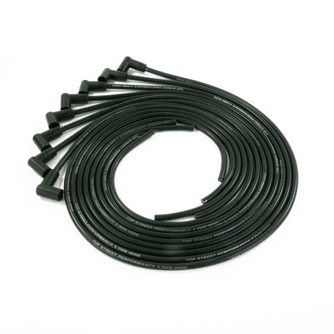 Top Street Performance Premium Spark Plug Wire Sets 85090 Sets, 8.5mm, Spiral Core, Black Wire, 90 Degree Boots, Universal, Set