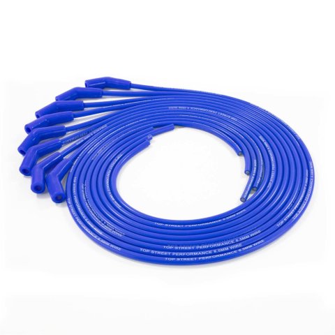 Top Street Performance Premium Spark Plug Wire Sets 85635 Sets, Premium, Male/HEI and Female/Socket, Spiral Core, Blue Wires, 8.50mm Diameter, V8, Set of 8