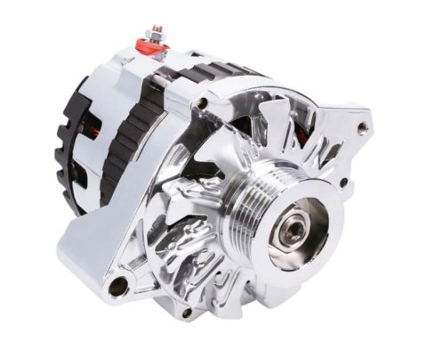 Top Street Performance Alternators ES1026C ALTERNATOR - GM CS130, 220 AMP, 1 WIRE, SIDE BATTERY PORT, 6.61 INCH MOUNTING SIZE, SERPENTINE, CHROME