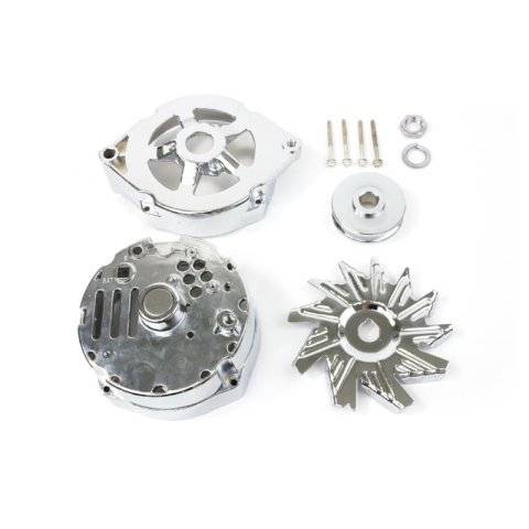 Top Street Performance Alternator and Generator Replacement Parts ES1091C GM 10SI ALTERNATOR DRESS UP KIT: HOUSING, V-BELT PULLEY, FAN BLADE, CHROME