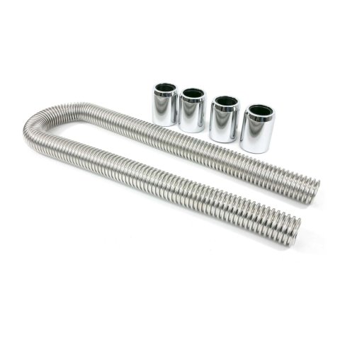 Top Street Performance Stainless Steel Flexible Radiator Hose Kits HC6304C Hose, Hose, Chrome, Aluminum Ends, 48 in. Length, Kit