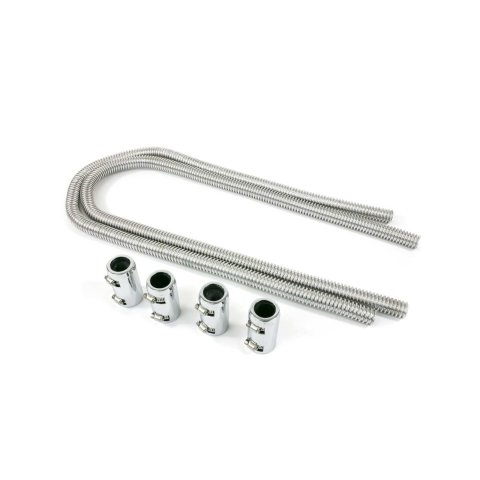 Top Street Performance Flexible Heater Hose Kits HC6310C Hoses, Stainless Steel, Polished, 0.750 in. Diameter, 44.00 in. Length, Adapters, Clamps, Kit