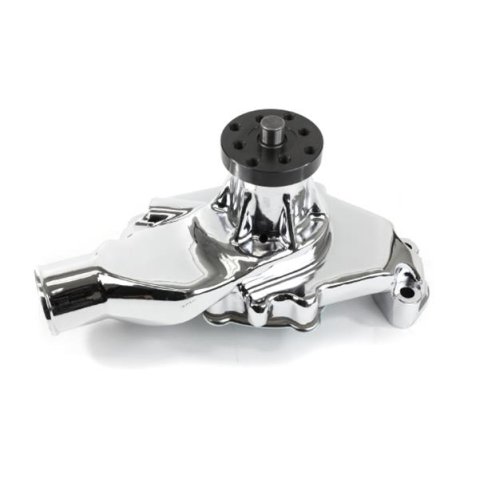 Top Street Performance High-Flow Mechanical Water Pumps HC8013C Pump, Mechanical, Short, High-Volume, CounterClockwise, Aluminum, Chrome, Chevy, Small