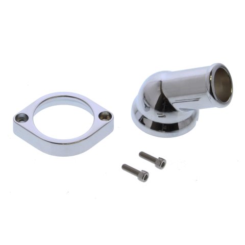 Top Street Performance Water Necks HC8937C Neck and Thermostat Housing, 45 Degree, Swivel, Chrome, O-Ring Style, Includes Hardware, Chevy, LS, Each