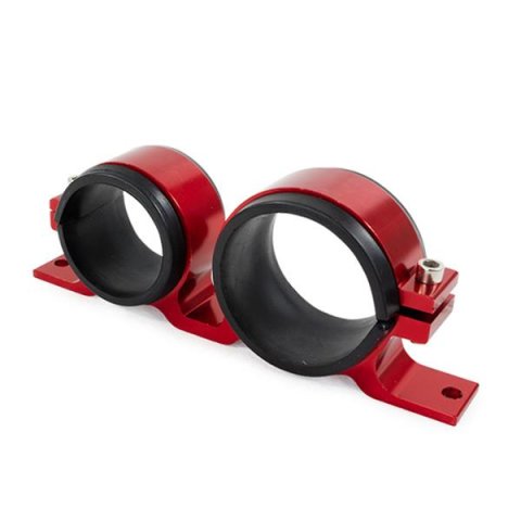 Top Street Performance Aluminum Fuel Pump and Filter Combo Mounting Brackets JM1020R Brackets, Mount, Band Clamp, Billet Aluminum, Red Anodized, Each