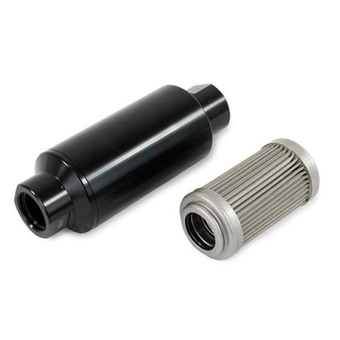 Top Street Performance Fuel Filters JM1022BK ALUMINUM INLINE FUEL FILTER WITH 40 MICRON ELEMENT, ORB-10, BLACK