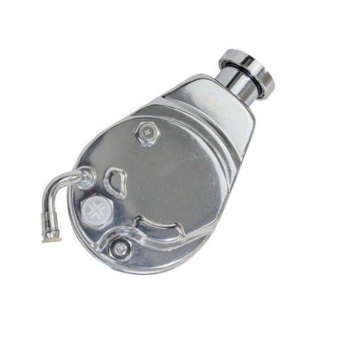 Top Street Performance Saginaw P Series Power Steering Pumps JM2000C Pump, Series, Attached Reservoir, Keyway Pulley Style, Chrome Reservoir, Aluminum Cap, Each