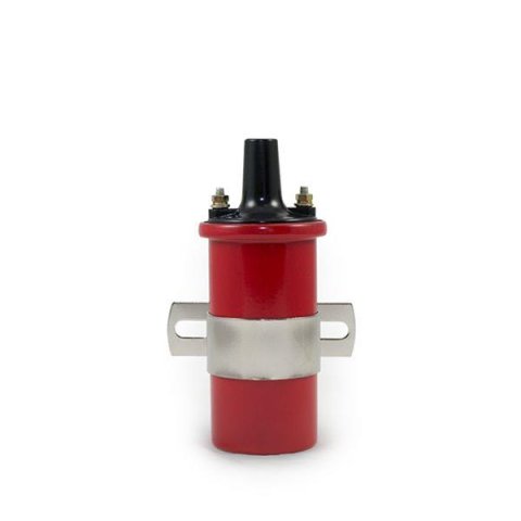 Top Street Performance High Ignition Coils JM6927R Coil, Remote Mount, Oil-Filled, Female/Socket, Red, 45,000 Volt, Round, Each