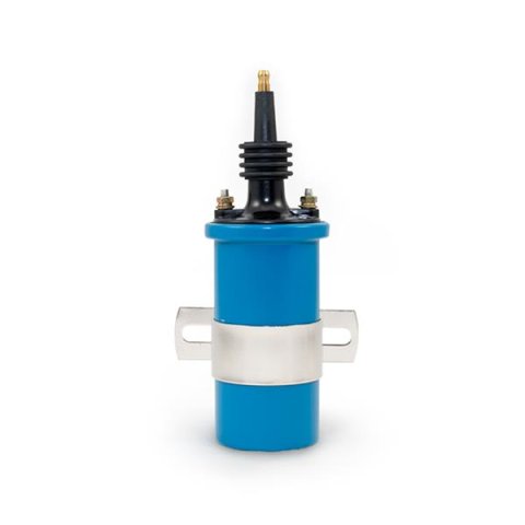 Top Street Performance Ignition Coils JM6928BL IGNITION COIL - CANISTER ROUND OIL-FILLED, 45K VOLT, MALE SOCKET, INCLUDING MOUNTING KIT, BLUE
