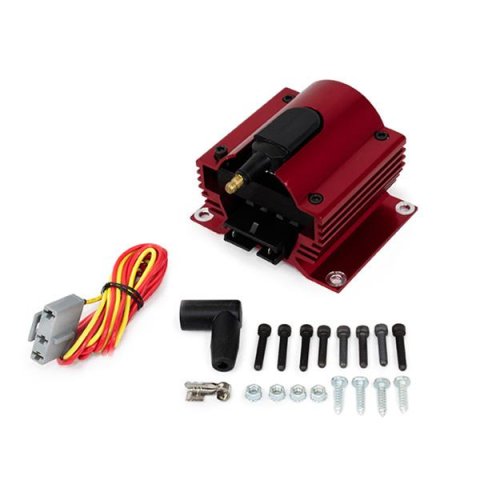 Top Street Performance E-Core Remote Ignition Coils JM6930R Coil, Mount, E-Core, Male/HEI, Red, 50,000 Volt, Square, Each