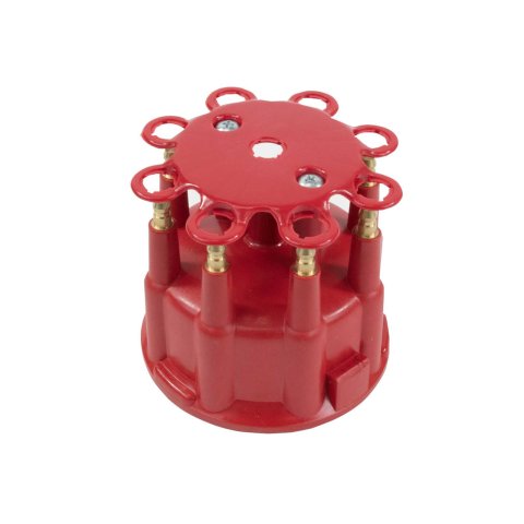 Top Street Performance Distributor Cap and Rotor Kits JM6971R JM66/67XX PRO BILLET READY TO RUN DISTRIBUTOR CAP & ROTOR KIT - MALE CAP & ROTOR, V8 ENGINE, RED