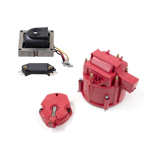 Top Street Performance HEI Distributor Upgrade Kits JM6994R-KT TUNE-UP KIT - OEM CAP, ROTOR, 65K VOLT COIL & MODULE, 6-CYLINDER ENGINE , RED
