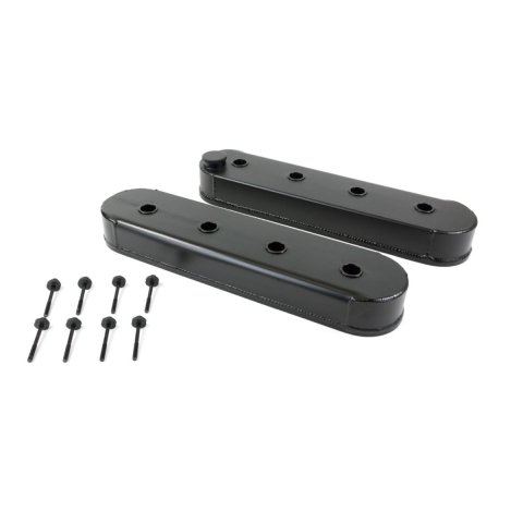 Top Street Performance Fabricated Aluminum Valve Covers JM8081-5BK ALUMINUM FABRICATED VALVE COVER - GM LS, W/O COIL MOUNTS, SANDBLASTED BLACK