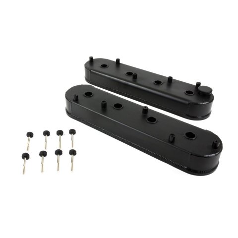 Top Street Performance Fabricated Aluminum Valve Covers JM8081-6BK Covers, Center Bolt, Tall, Plain, Aluminum, Black Anodized, with Gaskets and Mounting Hardware, Chevy, LS, Pair