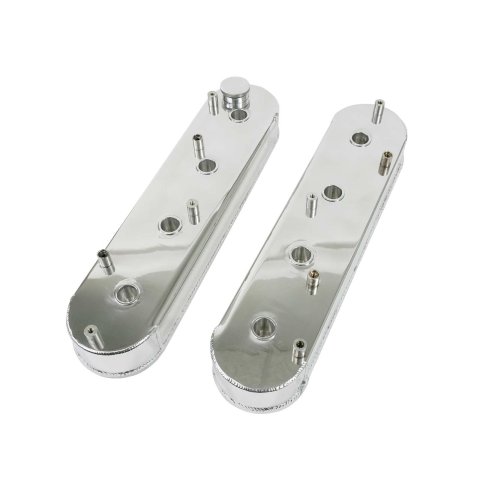 Top Street Performance Fabricated Aluminum Valve Covers JM8081-6P Covers, Center Bolt, Tall, Plain, Aluminum, Polished, with Gaskets and Mounting Hardware, Chevy, LS, Pair