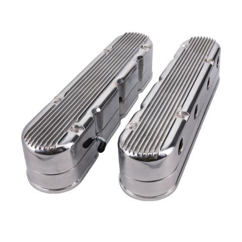 Top Street Performance Cast Aluminum 2-Piece Valve Covers JM8082-2P Covers, Center Bolt, Tall, Finned, Aluminum, Polished, with Gaskets and Mounting Hardware, Chevy, LS, Pair