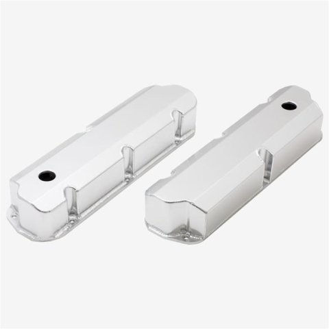 Top Street Performance Fabricated Aluminum Valve Covers JM8093-8CA Covers, Aluminum, Clear Anodized, Tall, Stock Mounting Style, Breather Holes, Ford, 4.3L, 4.7L, 5.0L, 5.8L, Pair