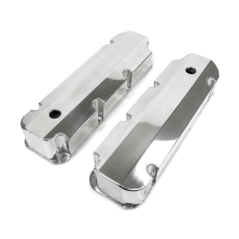 Top Street Performance Fabricated Aluminum Valve Covers JM8094-8P Covers, Tall, Stock Mounting Style, Short Bolt, Aluminum, Polished, Plain Top, with Breather Holes, Ford, 429, 460, Pair