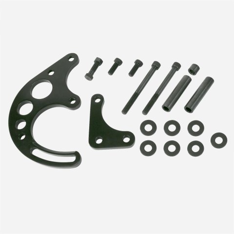 Top Street Performance Power Steering Brackets JM9105-1BK ALUMINUM POWER STEERING BRACKET KIT - CHEVY SB, LONG WATER PUMP, DRIVER SIDE, 2PCS, BLACK