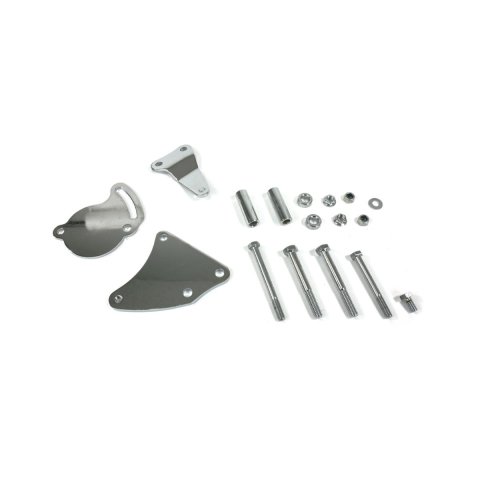 Top Street Performance Power Steering Pump Brackets JM9116C Brackets, GM Type 2, Driver Side, Upper and Lower, Steel, Chrome, Chevy, Kit
