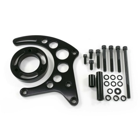 Top Street Performance Alternator Brackets JM9121BK Bracket, Passenger Side, Billet Aluminum, Gilmer Belt, Black, Chevrolet, Small Block, Long, Kit