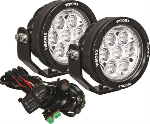 Vision X LED Cannon Series Auxiliary Lights 9907437 Lights, Canon Series, Multi-LED Driving, 4.7 in.Round, Black Housing, Clear Lens, 98 watts, Pair