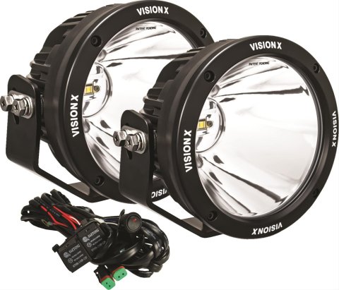 Vision X LED Cannon Series Auxiliary Lights 9907475 Lights, Canon Series, Driving, 6.7 in.Round, Black Housing, Clear Lens, 140 watts, Pair