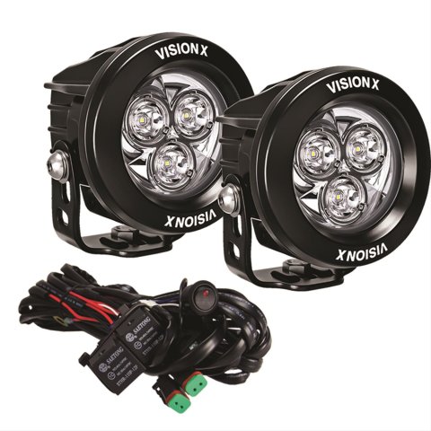 Vision X LED Cannon Series Auxiliary Lights 9912158 Lights, Canon Series, Multi-LED Driving, 3.7 in.Round, Black Housing, Clear Lens, 42 watts, Pair