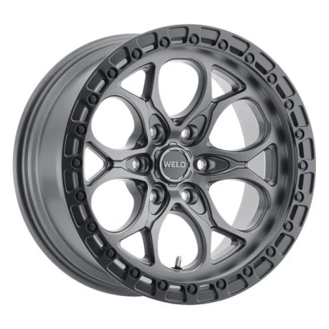 Weld Ledge 6 18x9 / 6x135 / ET -12 / BS 4.51 - Satin Gunmetal w/ Satin Black Ring Wheel