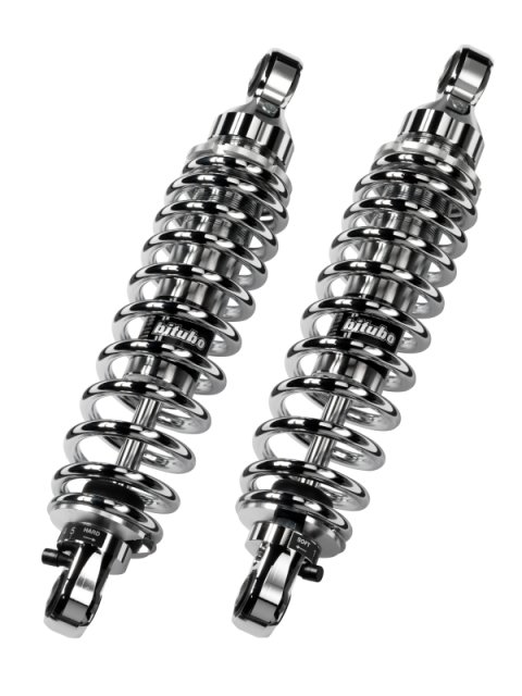 Bitubo WME4 Twinshocks Adjustable: Spring Preload, Reb., Length 300mm (Std -45mm), Chrome Edition
