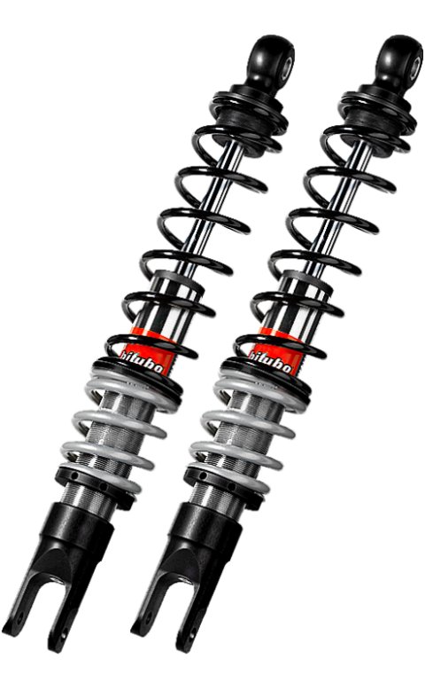 Bitubo YGB0 Twinshocks Rear Adjustable: Spring Preload, Red And Black Springs