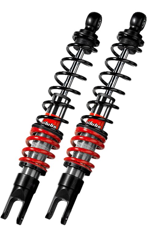 Bitubo YGB0 Twinshocks Rear Adjustable: Spring Preload, Red And Black Springs