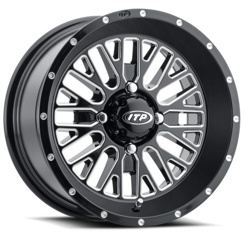ITP Momentum 14x7 / 4x156 BP / 30mm Offset Black w/ Milled Accents Wheel