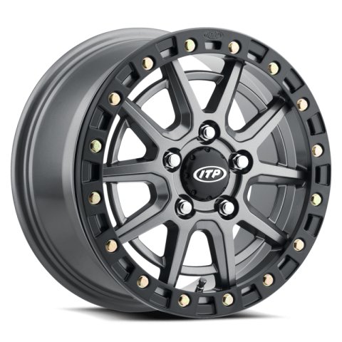 ITP SD10 Beadlock 15x7 / 5/4.5 BP / 6+1 Offset Grey w/ Black Ring Wheel