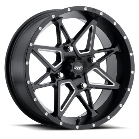 ITP Tornado 14X7 / 4x110 BP / 2+5 Offset Matte Black w/ Milled Accents Wheel
