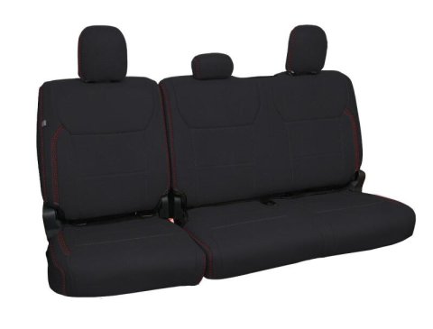 PRP 2021+ Ford 150/ 2023+ SuperDuty Rear Seat Covers (Pair) - Black w/ Red Stitch