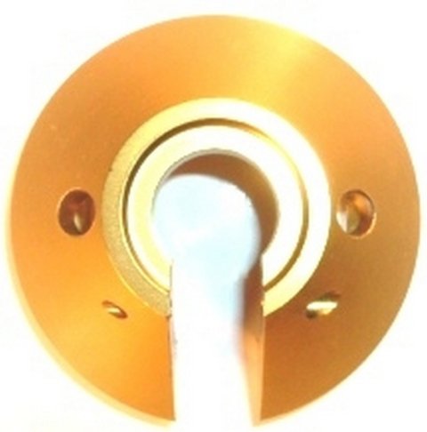 Coil-Over Spring Seat - 2.5 in ID Spring - Drilled - Aluminum - Gold Anodized - Bilstein / Carrera Shocks - Each