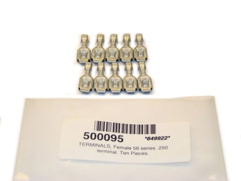 Spade Terminal - Non-Insulated - 18-14 Gauge Wire - 1/4 in Female - Set of 10