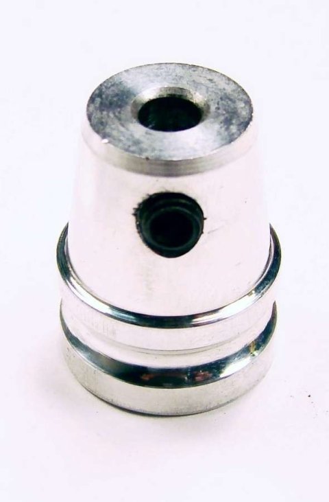 Dash Knob - Steering Column - 0.75 in Diameter Tapered Body - Smooth - Set Screw - 1 in Long - Aluminum - Polished - 3/16 in Shaft - Each