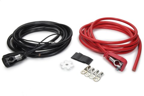 Battery Cable Kit - 1 Gauge - Top Mount Battery Terminals - Post Adapters / Terminal Lugs / Heat Shrink Included - Copper - 18 ft - Kit