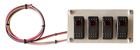 Switch Panel - Dash Mount - 5.75 x 3 in - 4 Rockers - Red Indicator Lights - Harness - Natural - Each