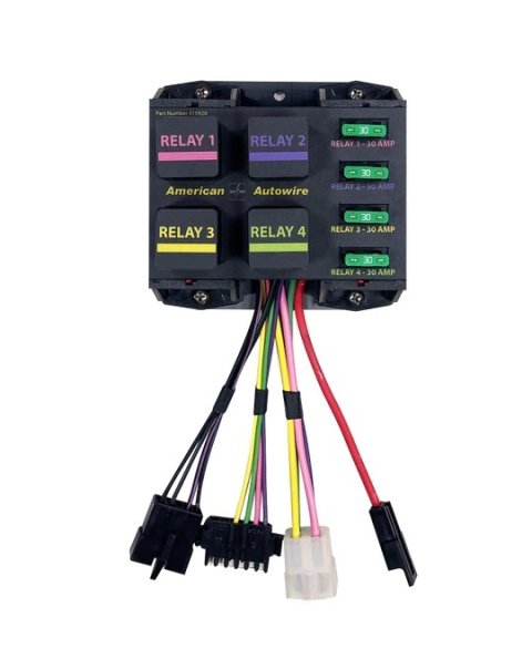 Relay Panel - 4 Bank - 40 amps - 12V - Wiring Included - Universal - Kit