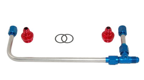 Carburetor Fuel Line - 6 AN Male Inlet - Dual 6 AN Female Outlets - Fittings Included - Stainless - Blue / Red / Silver - Holley 4150 Carburetors - Kit