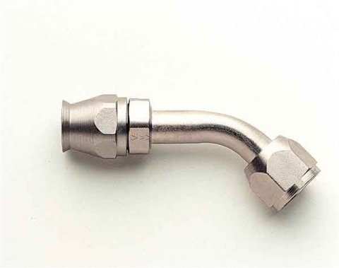 Fitting - Hose End - AC Refrigerant - 45 Degree - 10 AN Hose to 10 AN Female O-Ring - Steel - Nickel Plated - Each
