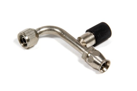 Fitting - Hose End - AC Refrigerant - 90 Degree - 6 AN Hose to 6 AN Female O-Ring - Charge Port - Steel - Nickel Plated - Each