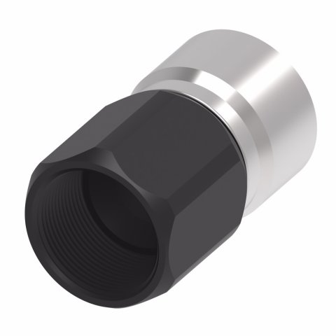 Fitting - Hose End - StreetLite - Straight - 12 AN Hose Crimp to 12 AN Female - Aluminum - Black / Silver Anodized - Each