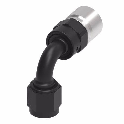 Fitting - Hose End - StreetLite - 90 Degree - 8 AN Hose to 8 AN Female - Swivel - Aluminum - Black Anodized - Each