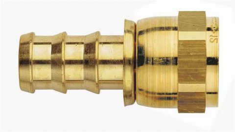 Fitting - Hose End - AQP Socketless - Straight - 6 AN Hose Barb to 6 AN Female - Brass - Each
