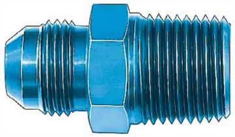 Fitting - Adapter - Straight - 12 AN Male to 1/2 in NPT Male - Aluminum - Blue Anodized - Each